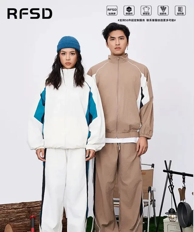 RFSD Men's | New Stand Collar Loose Suit American Color Blocking Streetwear Jacket Unisex Detail