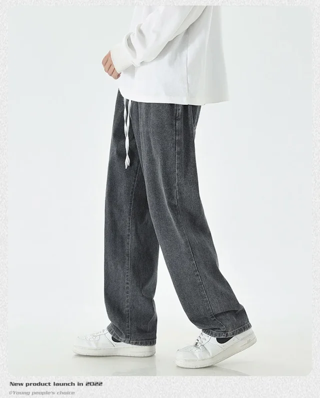 Men's Loose Straight Cotton Denim Jeans Detail