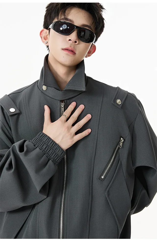 Men's Retro Flight Jacket with Zip Design Detail