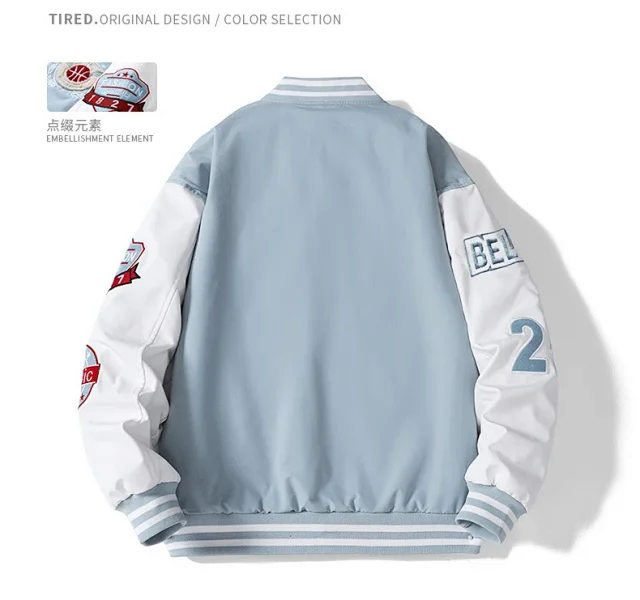 Men's Baseball Jacket with Embroidery Detail