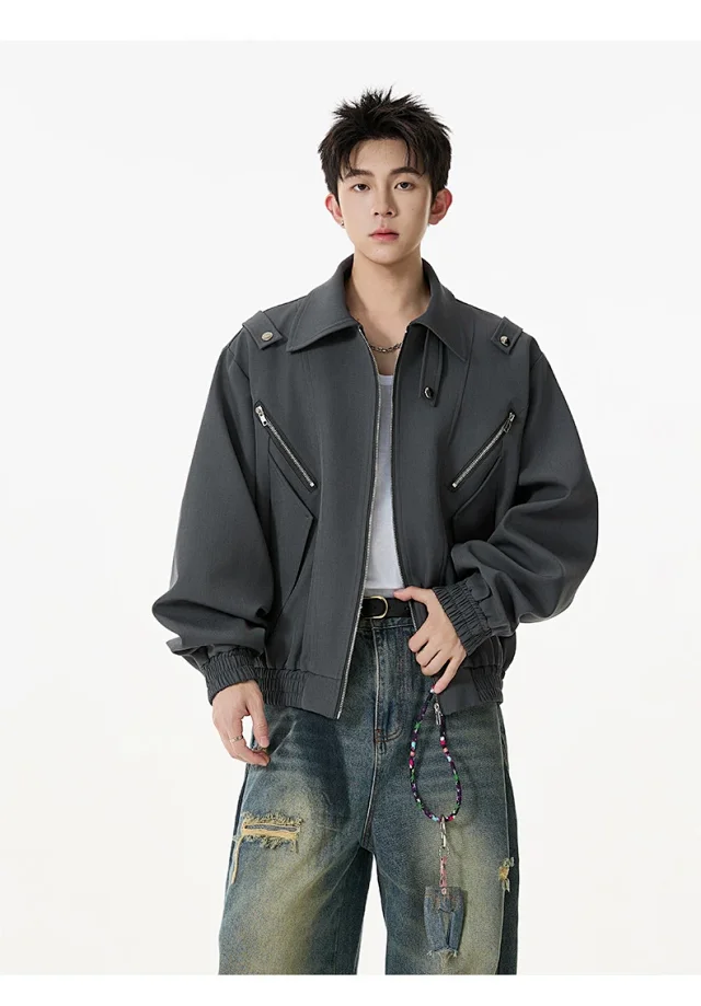 Men's Retro Flight Jacket with Zip Design Detail