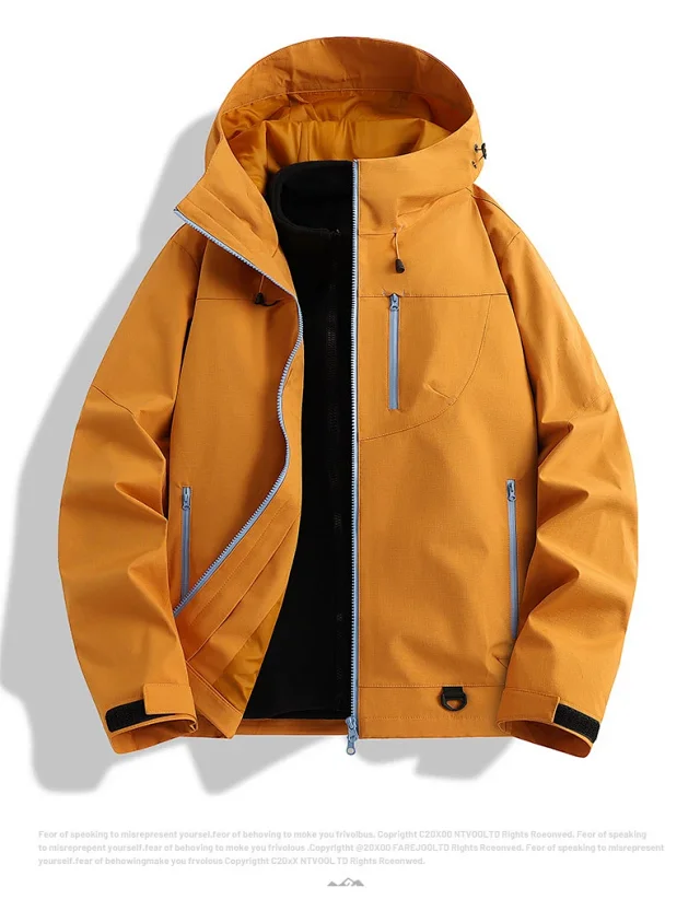 Spring Autumn New Unisex Fashion Zipper Color Blocked 3-in-1 Outdoor Jacket Detail