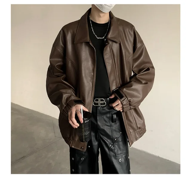 2025 Spring/Fall Men's PU Leather Jacket Detail