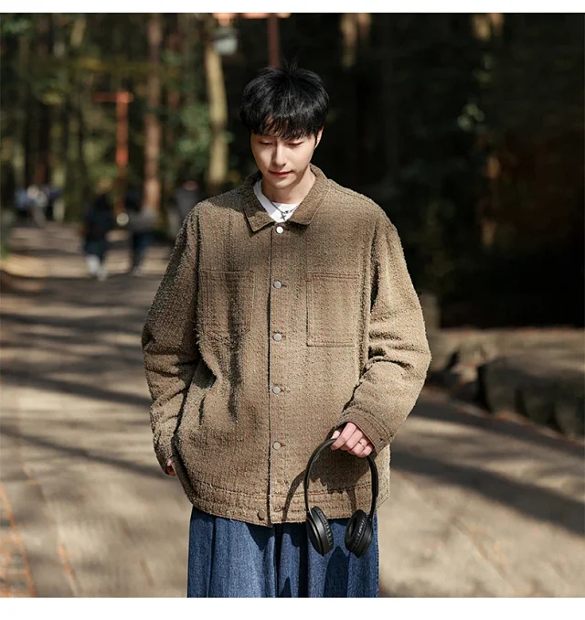 Autumn Spring Hong Kong Style Retro Work Jacket Detail