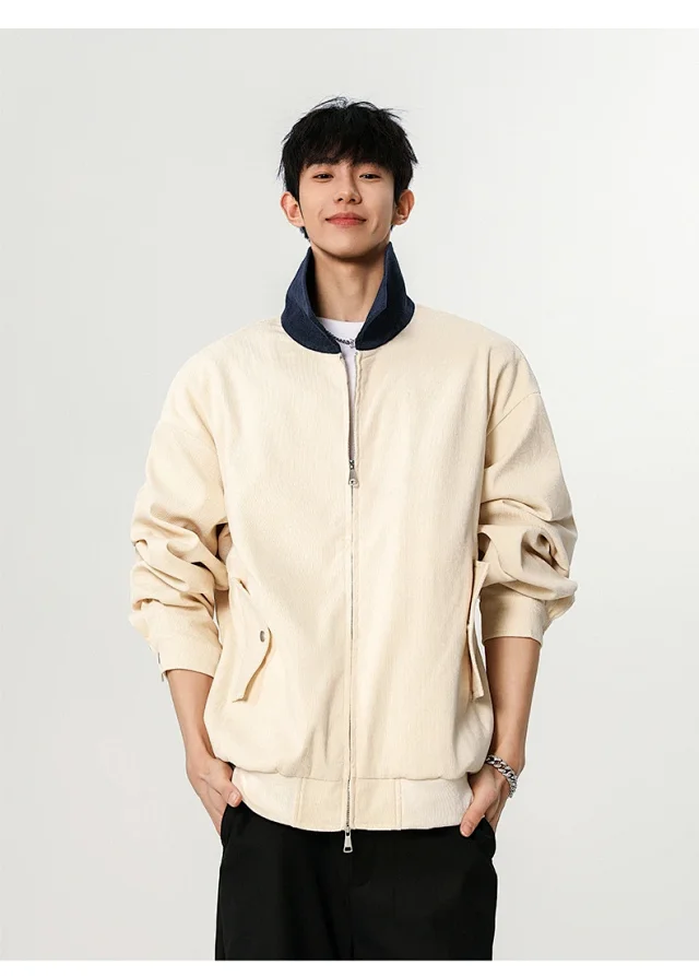 Autumn Retro Bomber Jacket for Couples Detail