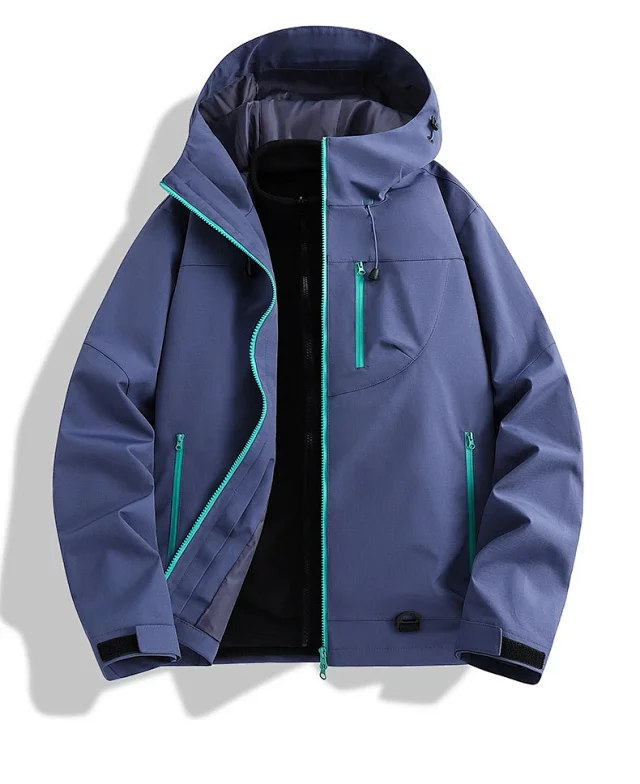Spring Autumn New Unisex Fashion Zipper Color Blocked 3-in-1 Outdoor Jacket Detail