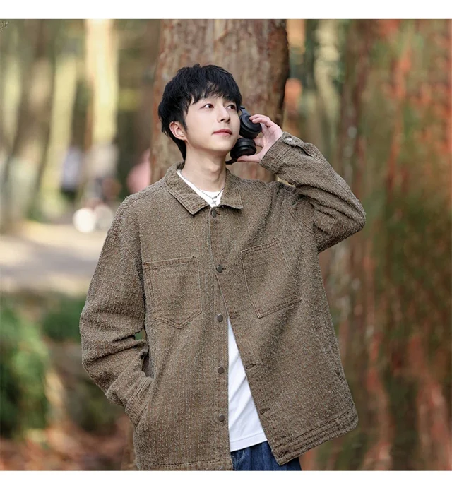 Autumn Spring Hong Kong Style Retro Work Jacket Detail