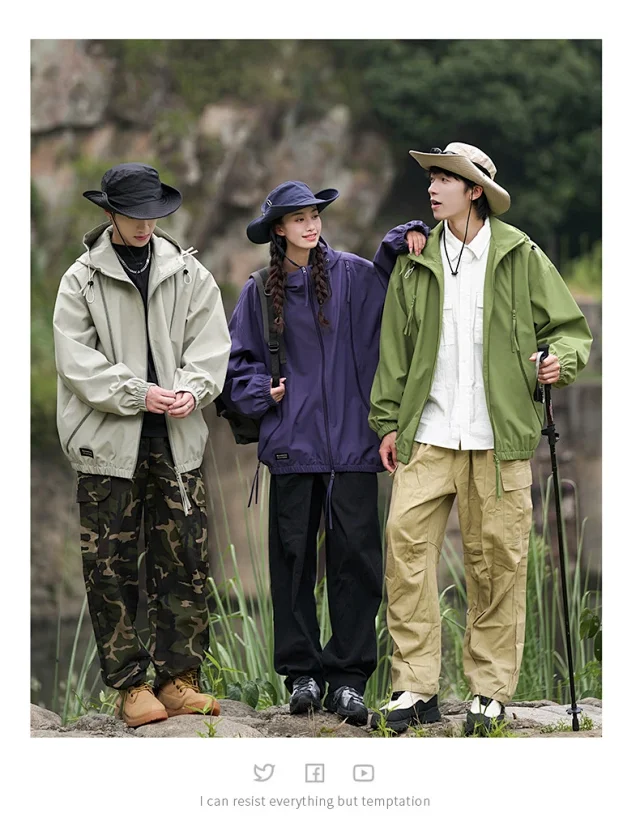 Spring/Autumn New Jackets Unisex Hooded Outerwear Detail