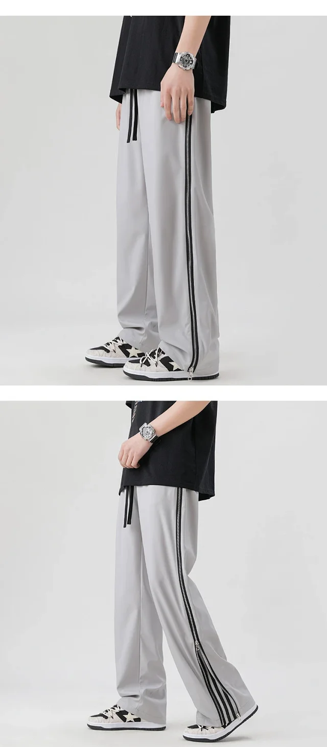 Men's Trendy Sporty Wide - Leg Stripe Sweatpants Detail