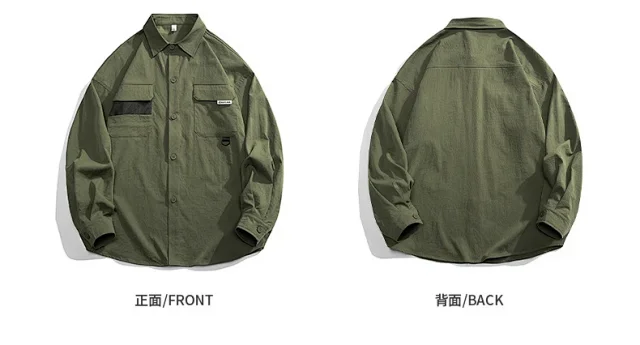 2025 Autumn Hong Kong Style Men's Workwear Shirt Detail