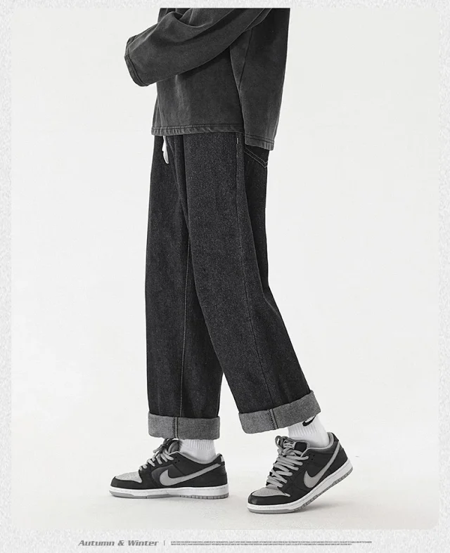 Men's Loose Straight Cotton Denim Jeans Detail