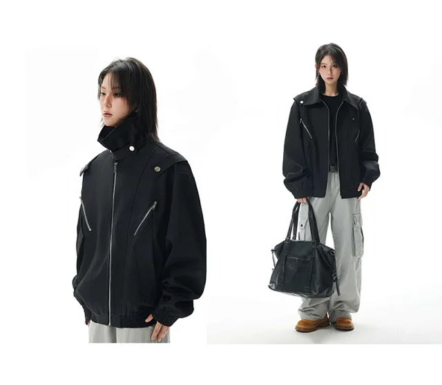 Men's Retro Flight Jacket with Zip Design Detail