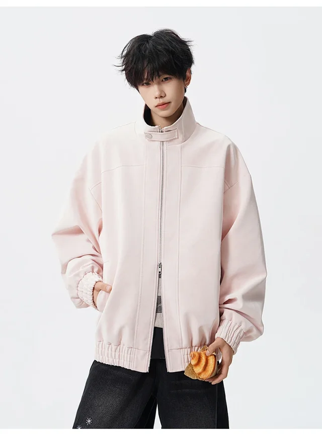 Men's Leather Jacket with YKK Zipper Detail