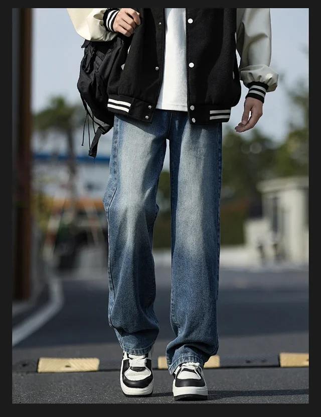 NASA Men's Spring/Fall Washed Straight Jeans (Unisex) Detail