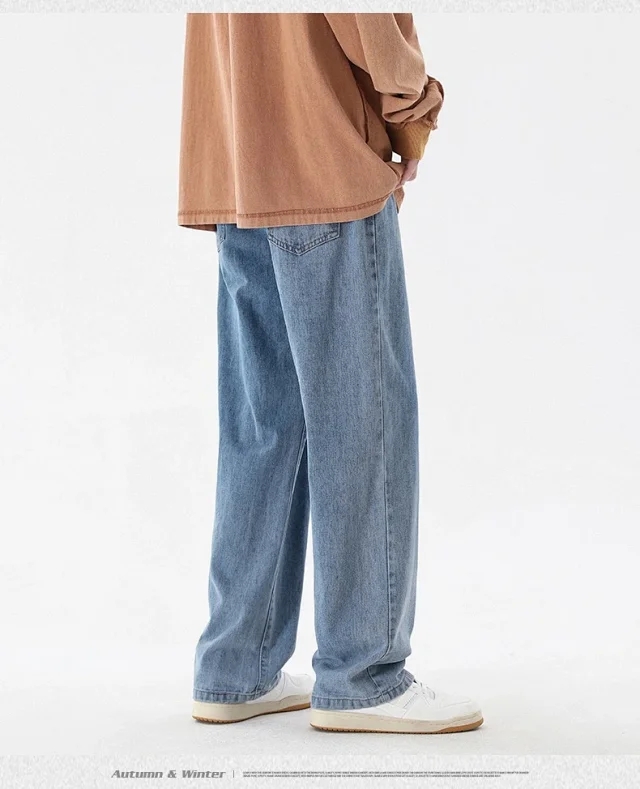 Men's Loose Straight Cotton Denim Jeans Detail