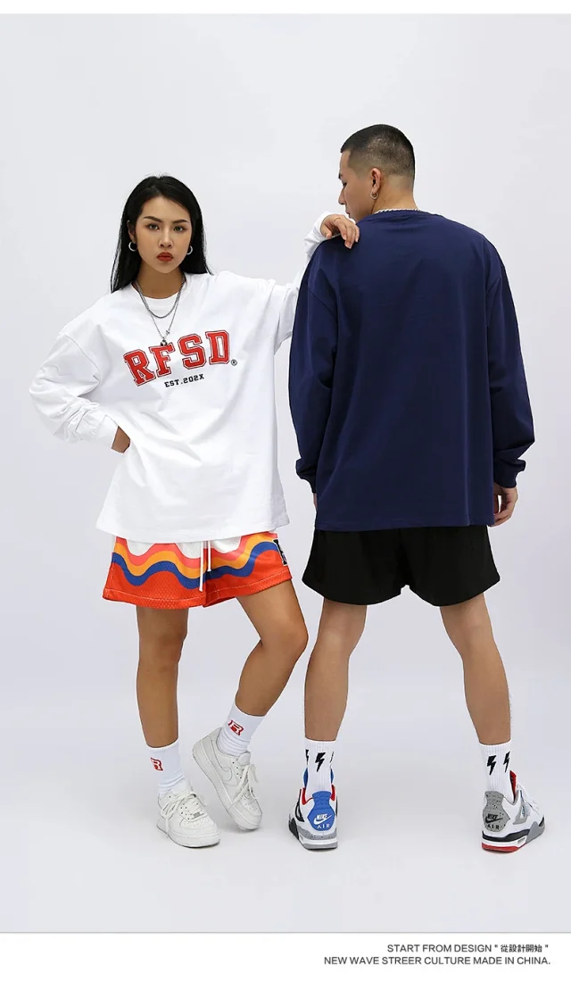 RFSD Men's | 2025 Fall New 250g Double Yarn Heavyweight Streetwear Loose Long-sleeve T-shirt Detail