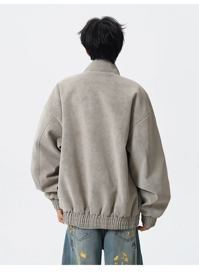 Men's Leather Jacket with YKK Zipper Detail