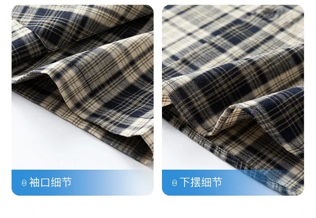 Retro Checkered Couple's Short-sleeve Shirt Detail
