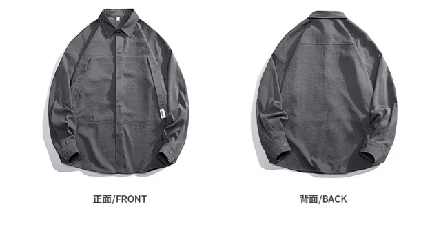 2025 Autumn Hong Kong Style Men's Workwear Shirt Detail