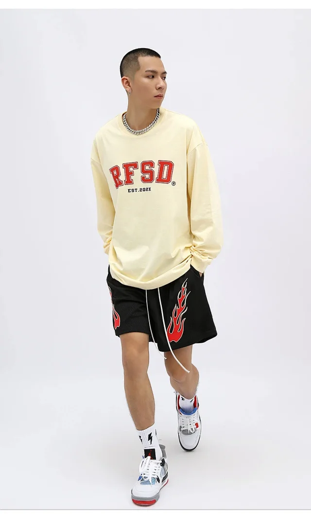 RFSD Men's | 2025 Fall New 250g Double Yarn Heavyweight Streetwear Loose Long-sleeve T-shirt Detail