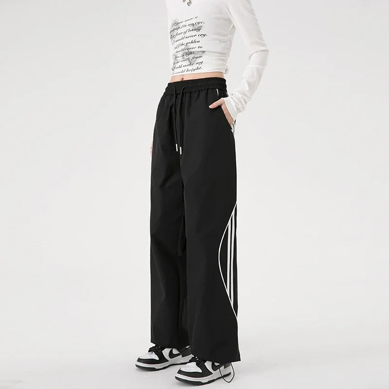 American Stripe Wide-Leg Sport Pants 2025 Summer