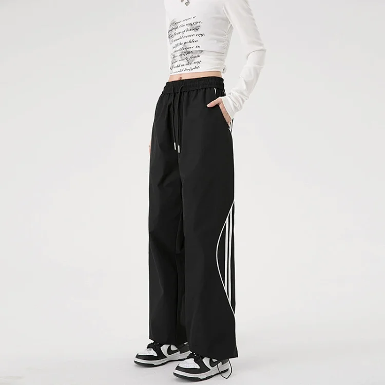 American Stripe Wide-Leg Sport Pants 2025 Summer