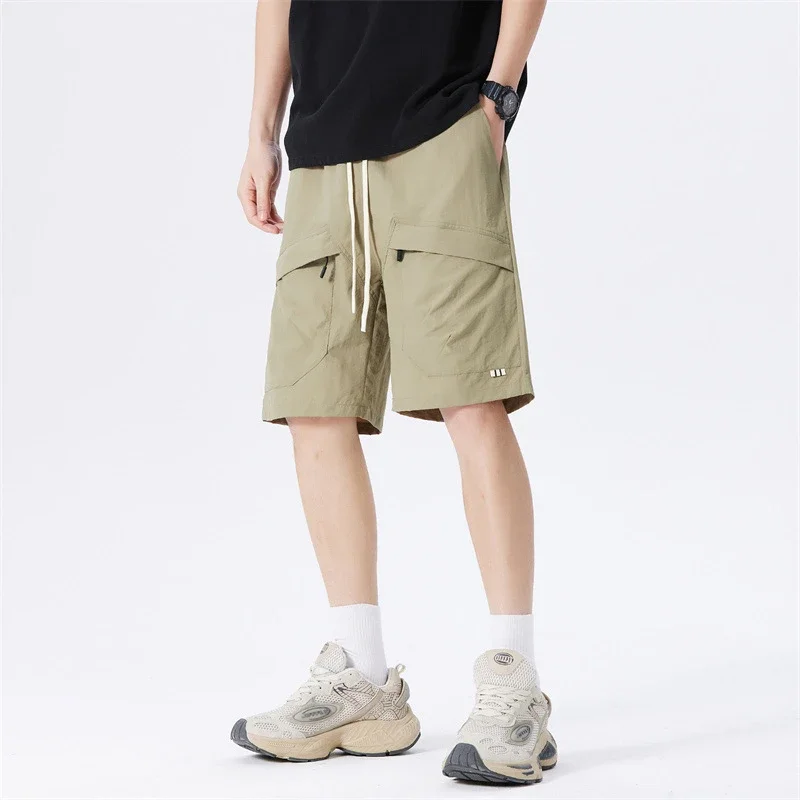 2025 Summer American Parachute Shorts for Men in Loose Straight Style with Multiple Pockets