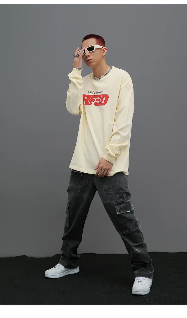RFSD Men's Wear | 2025 Autumn/Winter New Original Chinese Style Printed Long-sleeve T-shirt 250g Loose Crewneck T-shirt for Men Detail