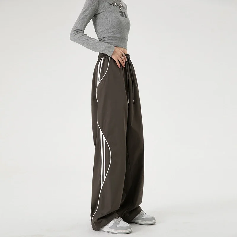 American Stripe Wide-Leg Sport Pants 2025 Summer
