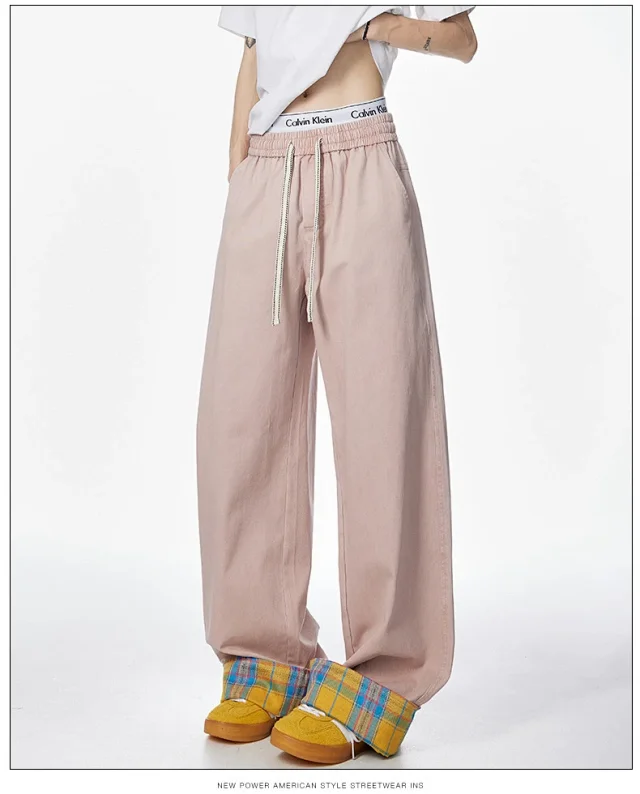 Men's Retro Loose Plaid Pants Detail