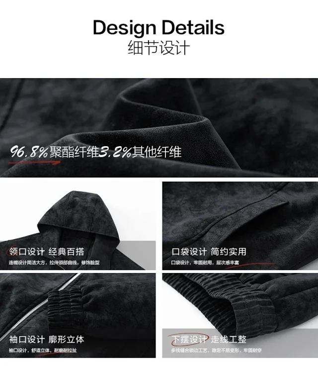 Retro HK Style Men's PU Leather Jacket Detail
