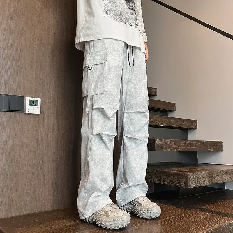 Premium Men's Tie - Dye Wide - Leg Cargo Pants