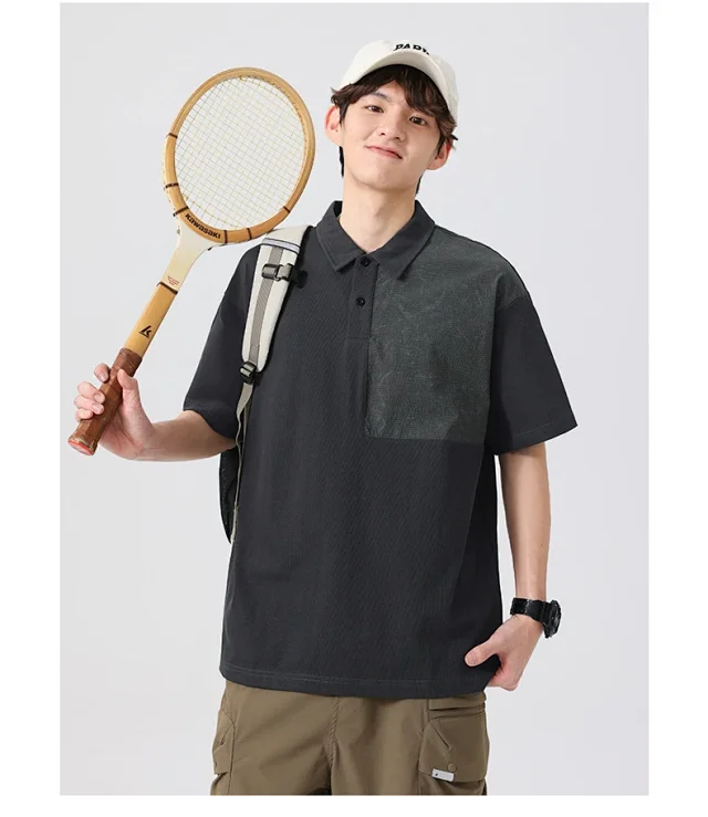 2025 Summer Men's Polo Shirt - Retro Colorblock Detail