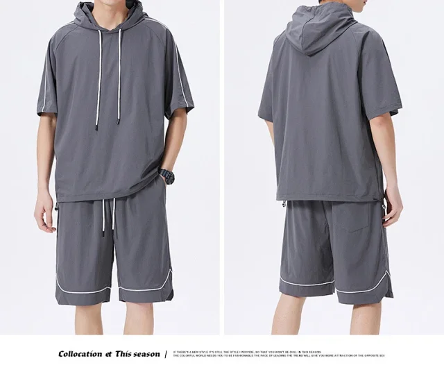 Summer Men's Hoodie & Shorts Set Detail