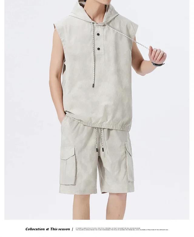 Men's Summer Sportswear Set with Vest & Shorts Detail