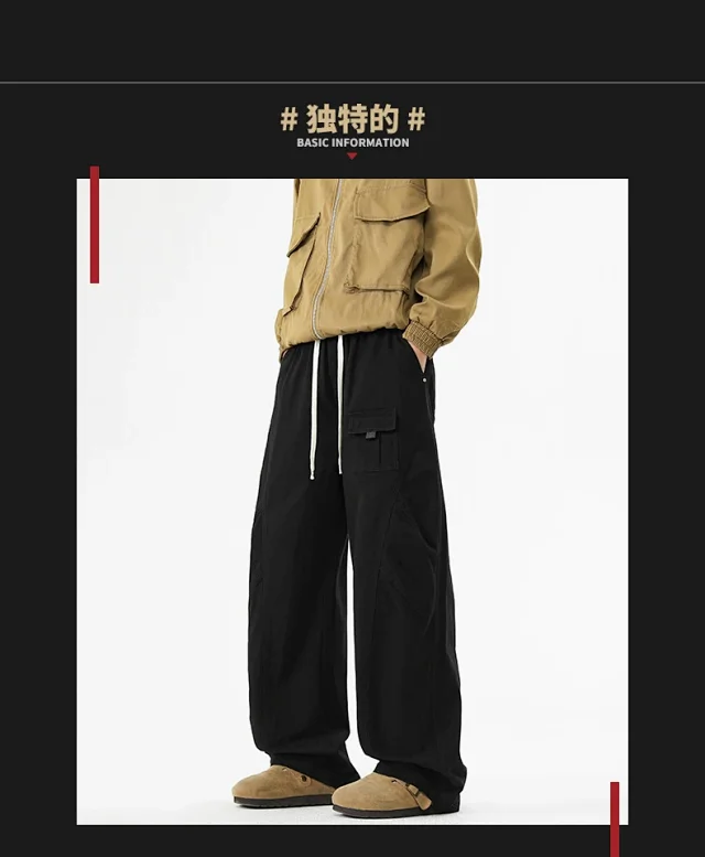 NASA Japanese Trendy Men's Cotton Cargo Pants Detail