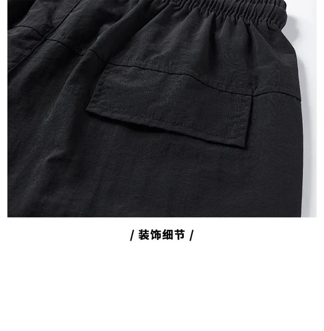 2025 Summer American Parachute Shorts for Men in Loose Straight Style with Multiple Pockets Detail