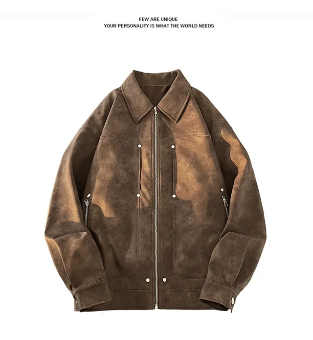 2025 Spring Tie-Dye PU Biker Jacket Detail