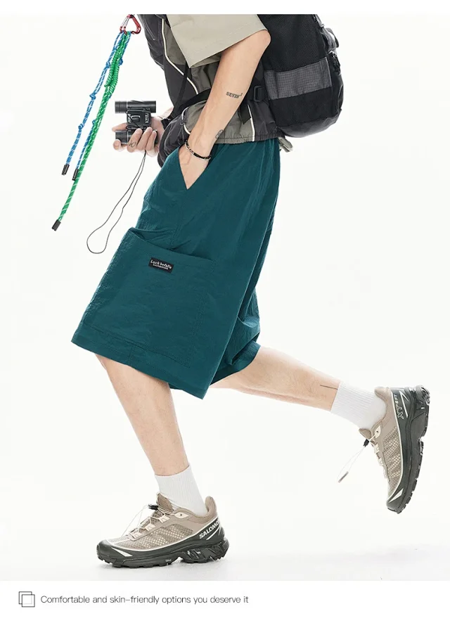 Men's Loose Straight Ice Silk Shorts Detail