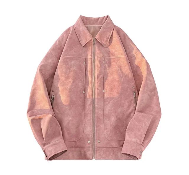 2025 Spring Tie-Dye PU Biker Jacket Detail
