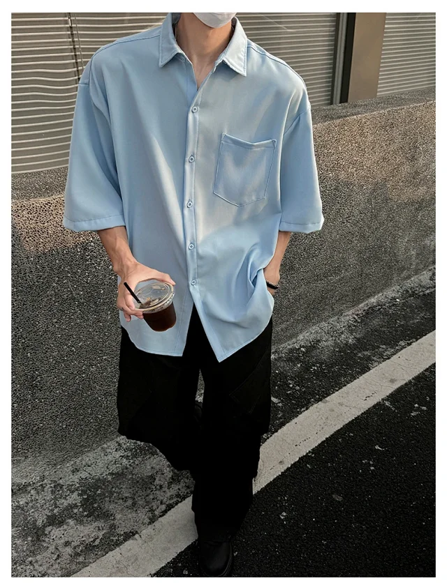 New Solid Ice Silk Shirt Coat Detail