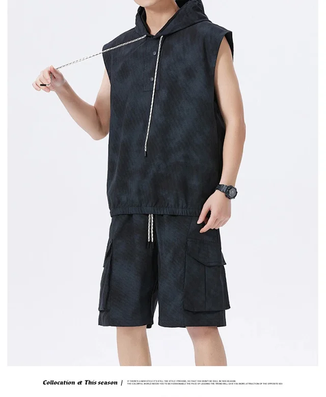 Men's Summer Sportswear Set with Vest & Shorts Detail