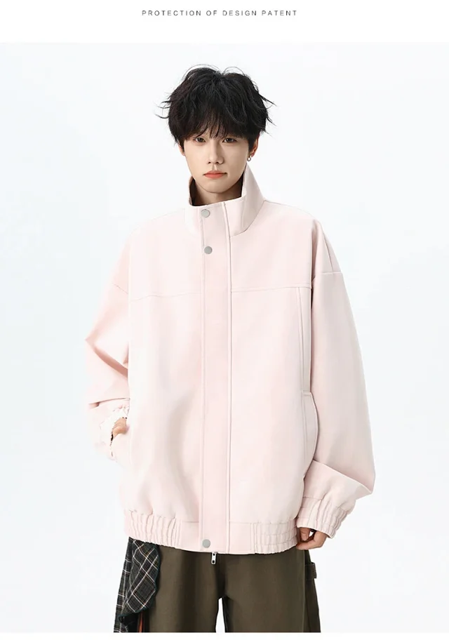 Retro PU Leather Jacket for Couples Detail