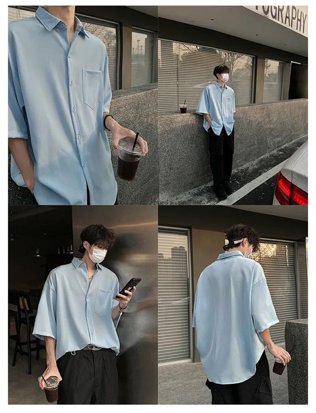 New Solid Ice Silk Shirt Coat Detail