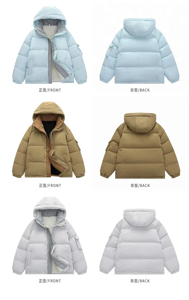 Men's Winter Down Jacket (90% White Duck Down) Couple's Bread Coat Detail