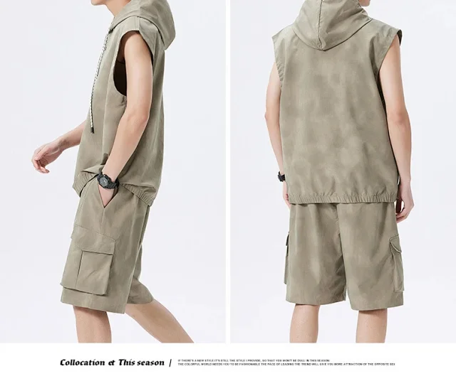 Men's Summer Sportswear Set with Vest & Shorts Detail