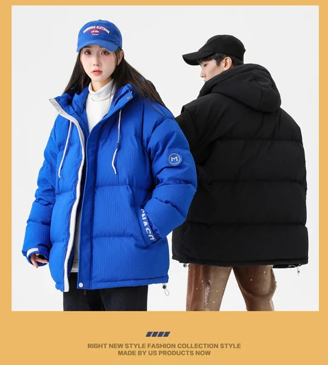 Men's Winter White Down Puffer Jacket Detail