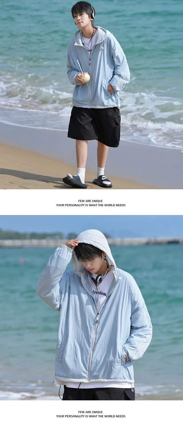 Couple Ice Silk Sun-protective Hooded Jackets Detail