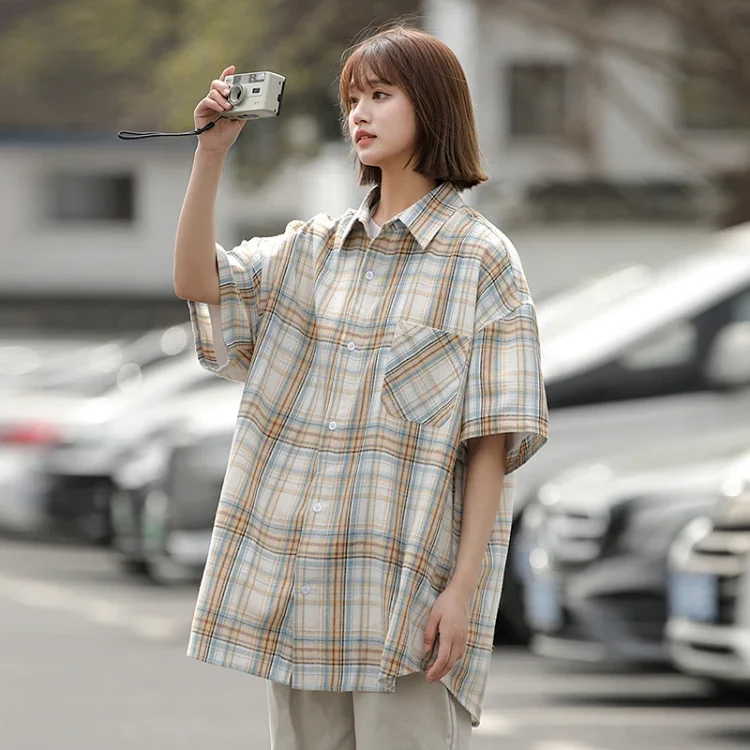 Vintage Plaid Short-sleeve Shirt