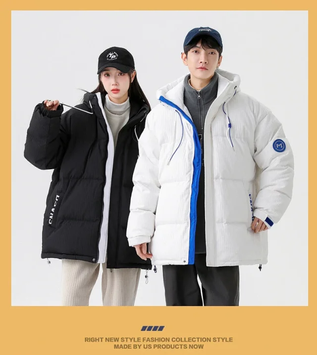Men's Winter White Down Puffer Jacket Detail